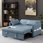 Blue leather deals sleeper sofa