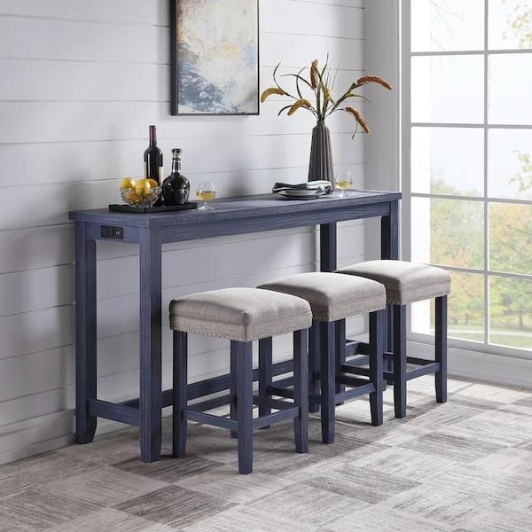 counter height narrow table with stools