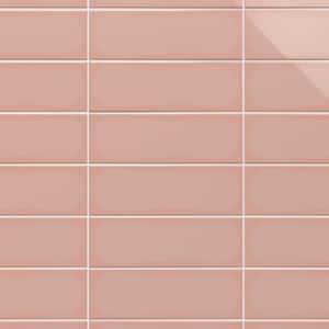 Remington Pink 3.93 in. x 11.81 in. Polished Porcelain Wall Tile (13.55 sq. ft./Case)