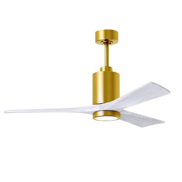 Matthews Fan Company Patricia 52 in. Integrated LED Indoor/Outdoor Brass Ceiling Fan with Remote Control Included