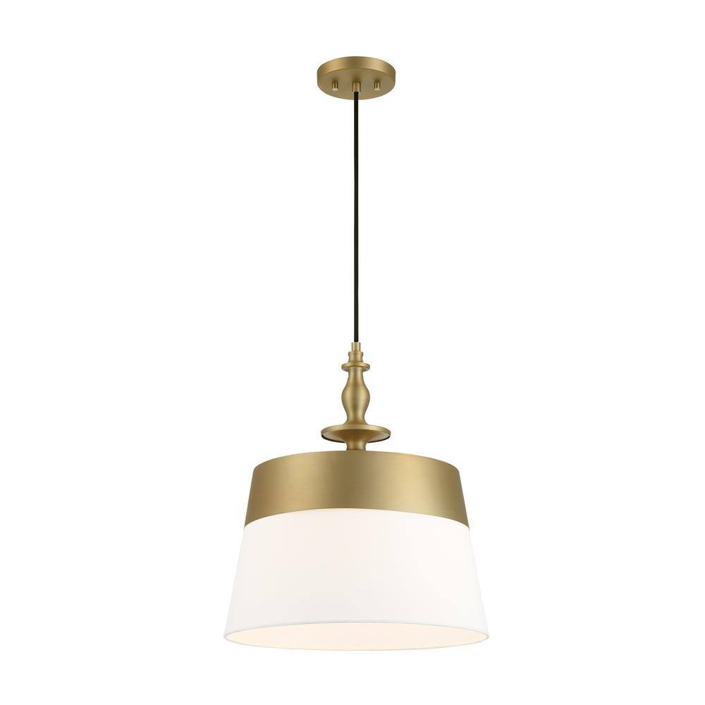 Ava Brushed Gold Drum Pendant Light with White Shade