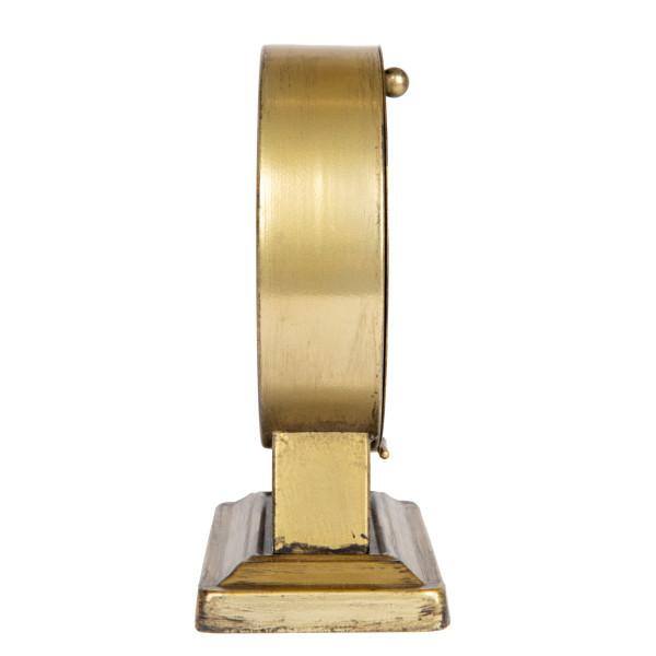 Vintage Gold Metal Tabletop Mantel Clock with Roman Numerals