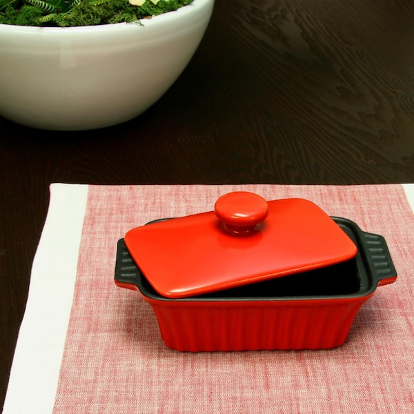 Crock Pot Denhoff 8 Ribbed Casserole - Square - Red - Flame Proof -  Stoneware - GBX 