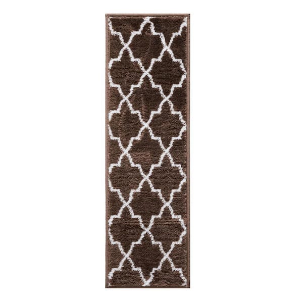 SUSSEXHOME Trellisville Collection Brown 9 in. x 28 in. Polypropylene Stair Tread Cover (Set of 13)
