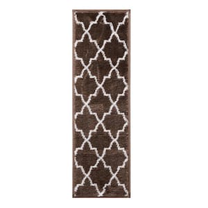 Trellisville Collection Brown 9 in. x 28 in. Polypropylene Stair Tread Cover (Set of 15)