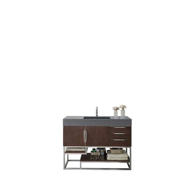 James Martin Vanities Columbia 48.0 in. W x 19.5 in. D x 36 in. H Bathroom Vanity in Coffee Oak with Dusk Grey Glossy Composite Top
