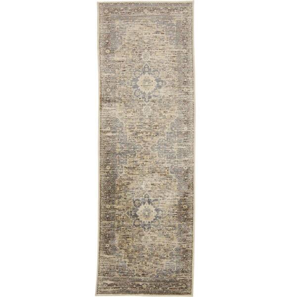 Weave & Wander Huron Beige/Multi 3 ft. x 8 ft. Medallion Runner Rug