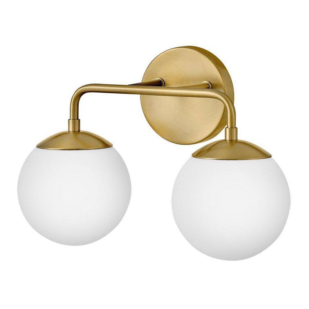 Lacquered Brass 2-Light Vanity with Etched Opal Glass Shades