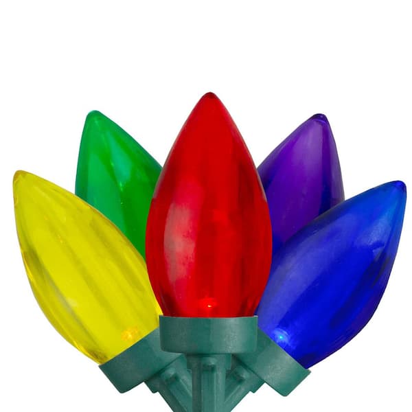 LED C9 Transparent Christmas String Lights-Multi-color-17' Green Wire-50ct