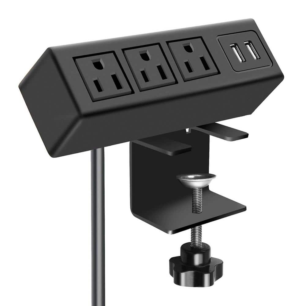 6 ft. Extension Cord 3-Outlet Desk Clamp Power Strip Surge Protector in Black with USB Ports price history on PriceWatchPro