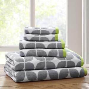 Lita 6-Piece Chartruse Green Jacquard Cotton Bath Towel Set