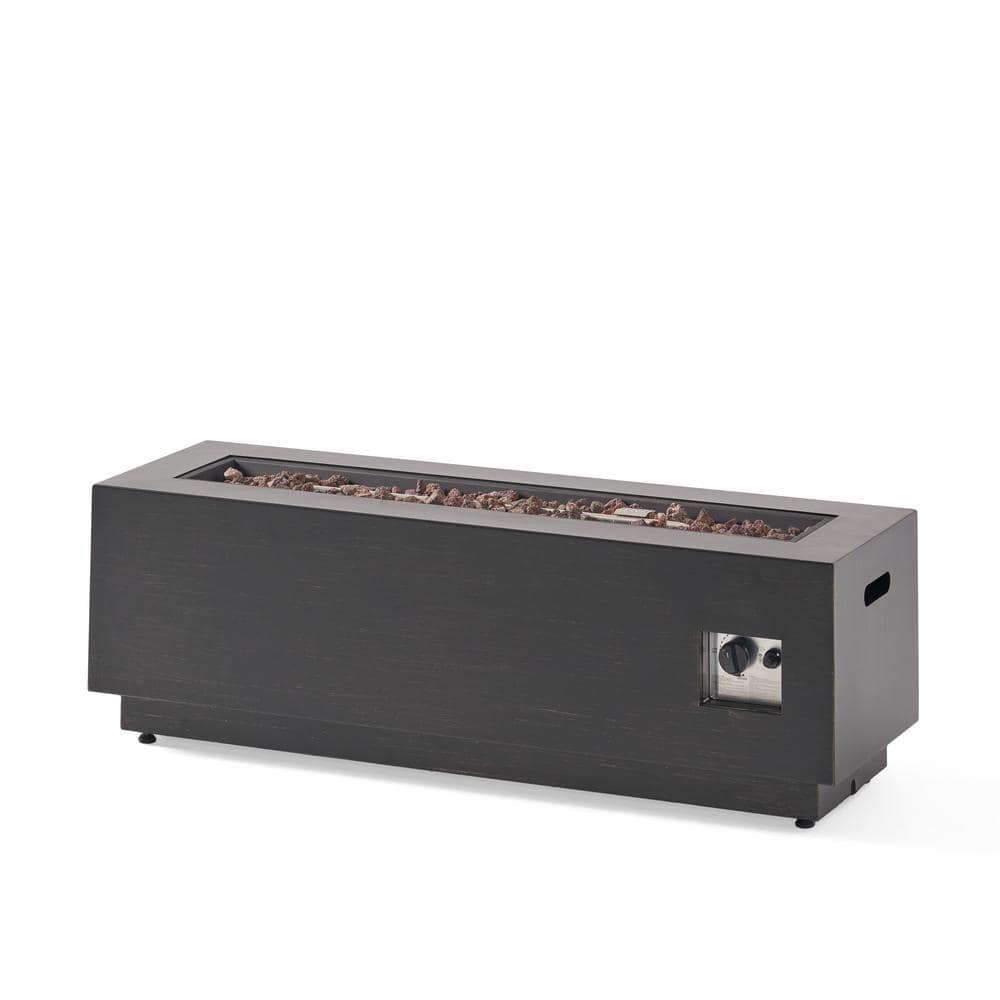 40 in. Dark Grey Rectangular Metal Propane Fire Pit - 50,000 BTU
