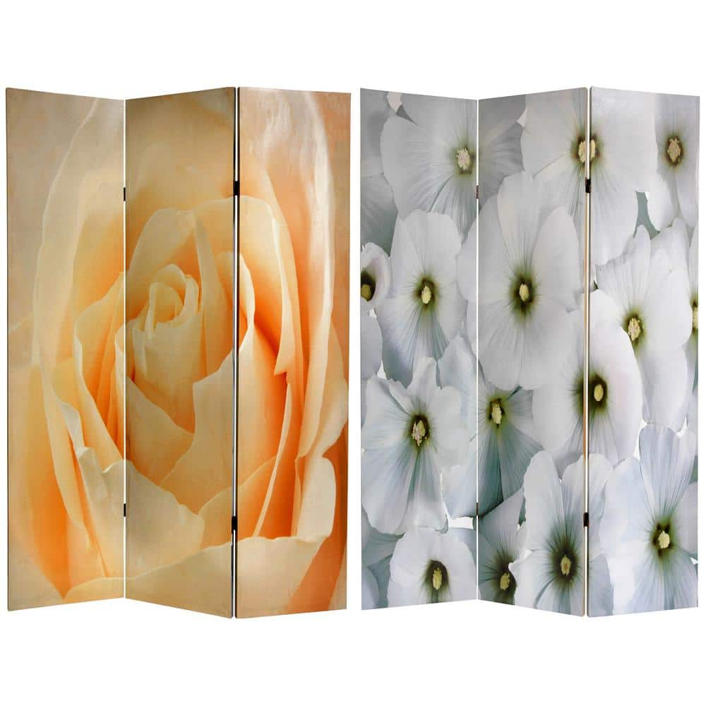 Oriental Furniture 6 ft. Tall Floral Double Sided Room Divider - 3 Panel