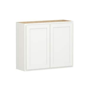 Shaker Partial Overlay 36 in. W x 12 in. D x 30 in. H Plywood Assembled Wall Kitchen Cabinet in Linen White