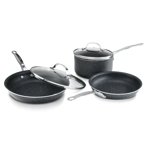 NEW 5 PIECE NON STICK COATING FRYING PAN SET WITH EASY GRIP HANDLES 
