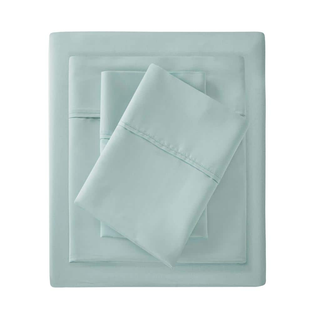 Madison Park 1500-Thread Count Seafoam Queen Cotton Blend 4-PC Sheet ...