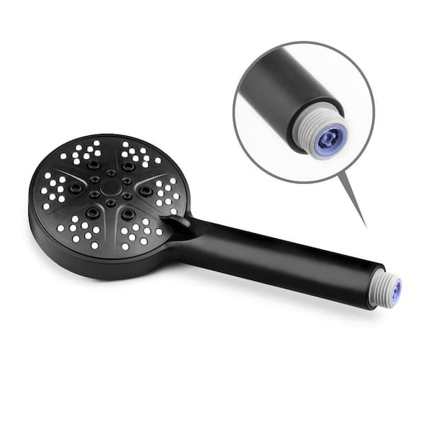 2-in-1 5-Spray Shower Set with Super Thin 8 in. Round Rain Wall Mount Shower Head and Steel Hose in Matte Black
