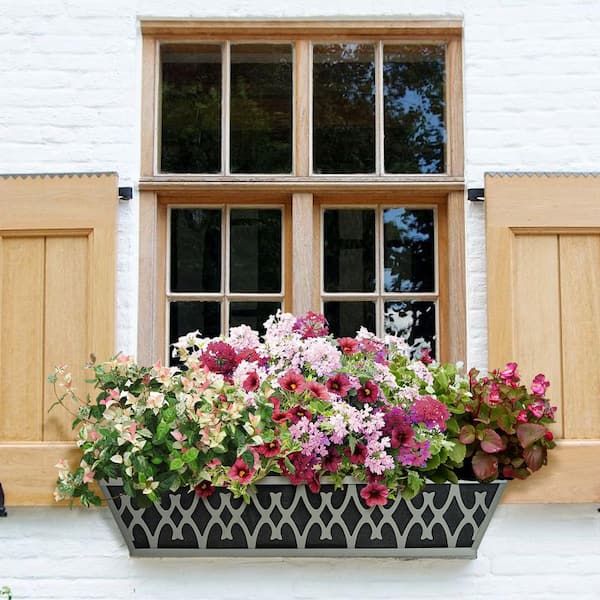 OGETFUUR 24 in. L x 7 in. W x 5.5 in. H Metal Window Box Planters, Deck Railing Planter Box with Adjustable Brackets (2-Pack)