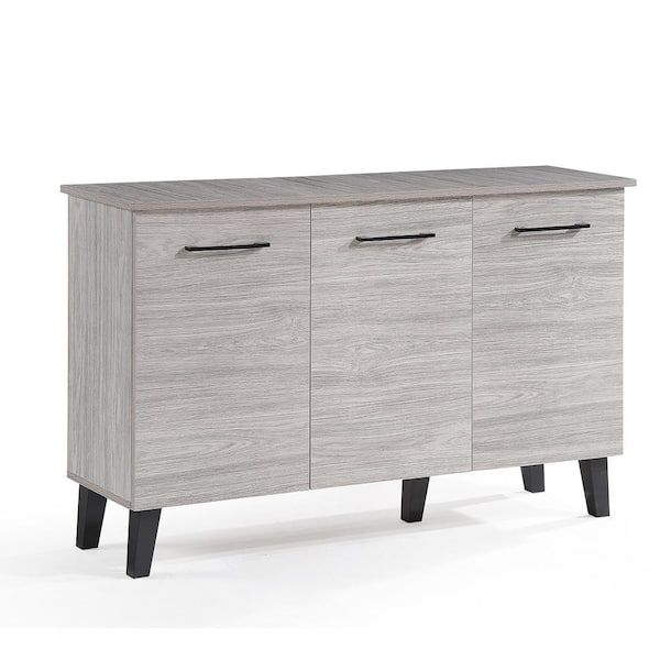 Tatahance Gray Oak Fiberboard Multipurpose Sideboard Cabinet with Doors