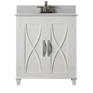 30 in. W x 20 in. D Bath Vanity in White with Vanity Top in White with White Basin