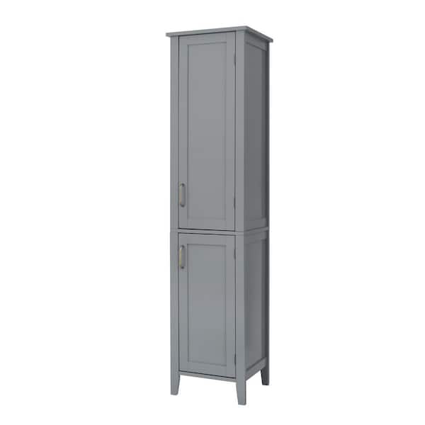 Mercer Mid Century 14.96 in. W x 13 in. D x 62.67 in. H Gray Modern Wooden Linen Cabinet