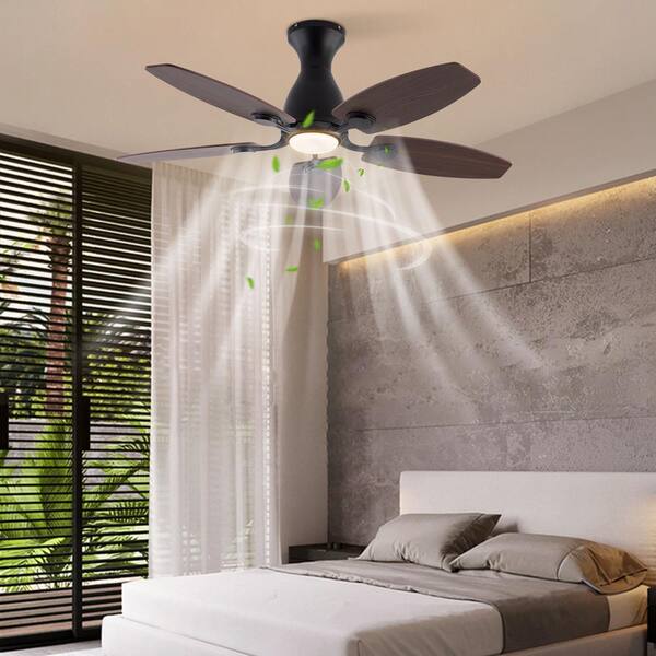 OUKANING 42 in. Indoor Black Modern 6-Speed Ceiling Fan with