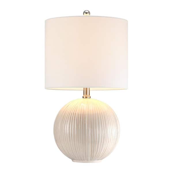 Murano 19 in. White Ceramic Table Lamp with White Shade