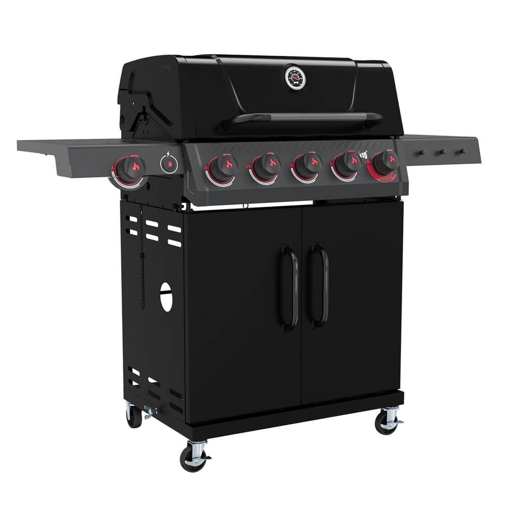 6-â€‹Burner Propane Gas Grill in Black with Side Burner