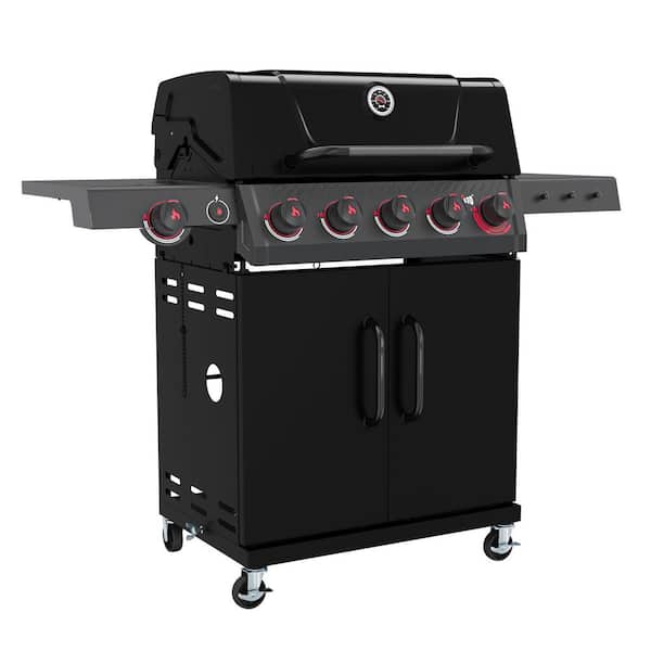 6-​Burner Propane Gas Grill in Black with Side Burner