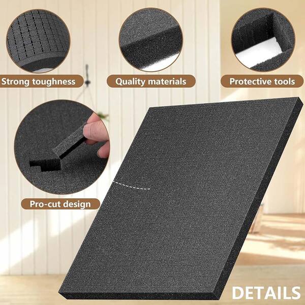Pick And Pluck Foam Inserts, 4 Pcs High Resilience Pre-Cubed Foam Sheets, High Density Foam Liners For Shock Absorption, Foam Pads For Toolboxes