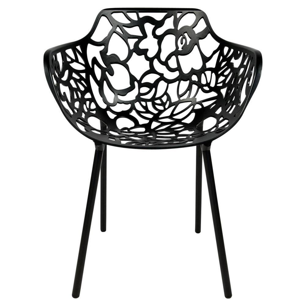 Devon Black Aluminum 5-Piece Outdoor Dining Set with Glass Top