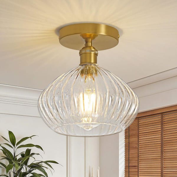 Deyidn Modern 7.99 in. 1-Light Gold Flush Mount Ceiling Light with