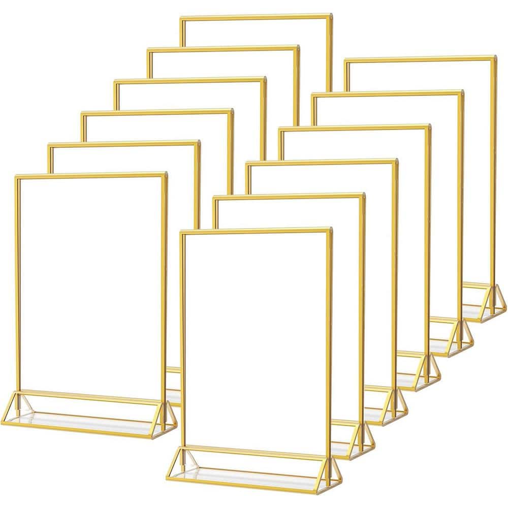 Afoxsos 4x6 Gold Acrylic Sign Holder - Double Sided Picture Frame