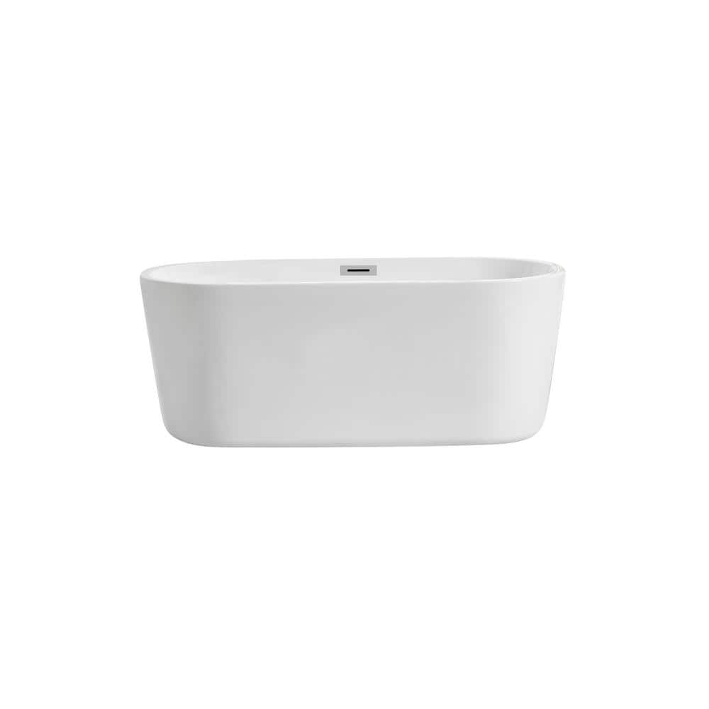 Timeless Home 59 in. L x 27.5 in. W x 22 in. H Oval Acrylic Flatbottom Non-