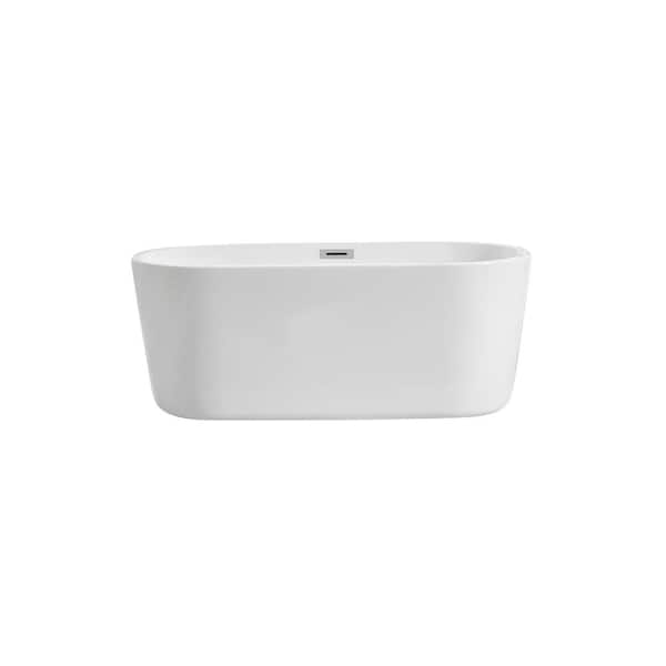 Unbranded Timeless Home 59 in. L x 27.5 in. W x 22 in. H Oval Acrylic Flatbottom Non-Whirlpool Bathtub in Glossy White