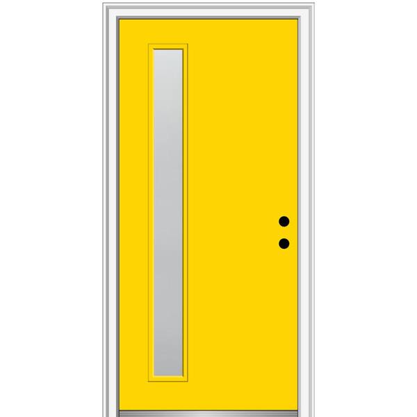 MMI Door 30 in. x 80 in. Viola Left-Hand Inswing 1-Lite Frosted Glass Painted Steel Prehung Front Door on 4-9/16 in. Frame