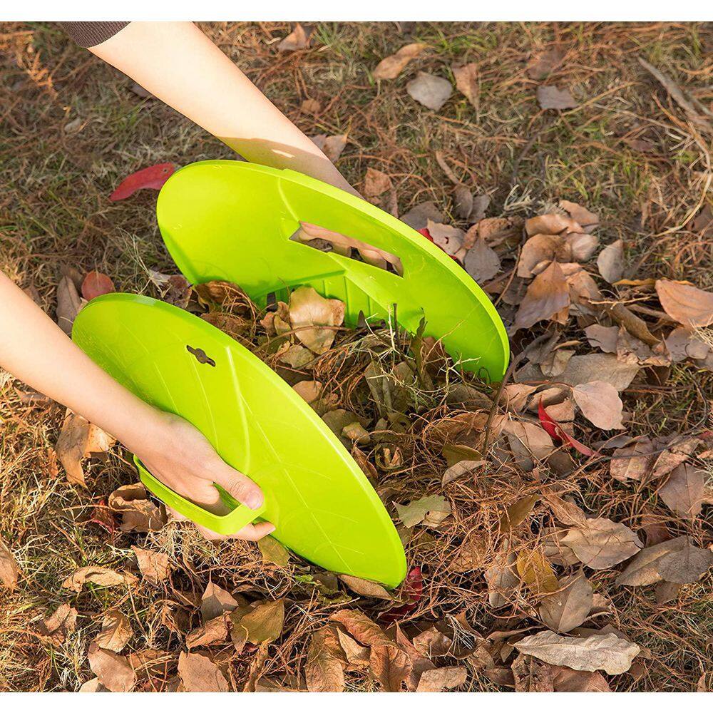 Red Plastic Leaf Scoops for Lawn and Garden Cleanup