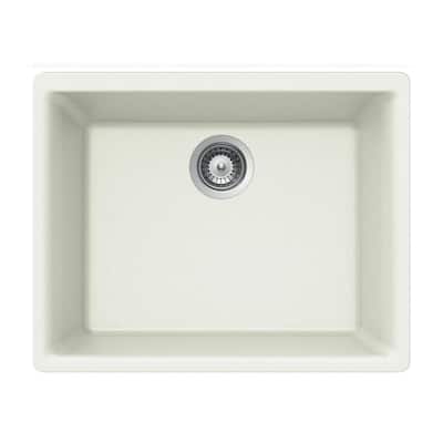 Quartztone Undermount Granite Composite 24 in. 1-Hole Single Bowl Kitchen Sink in Cloud