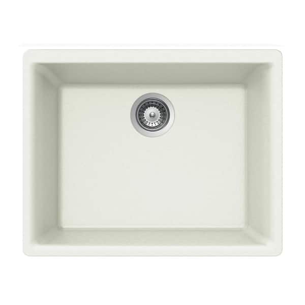 HOUZER Houzer Quartztone 24 in. Cloud Granite Composite Undermount Single Bowl Kitchen Sink - G-100U CLOUD