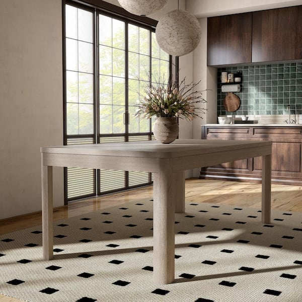 Furniture of America Renan Natural Oak Wood 78 in. 4-Legs Rectangle Dining Table (Seats 6)