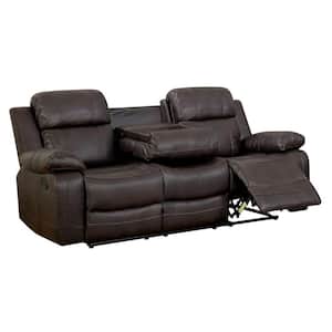 Contemporary Style Double Recliner Sofa with Console and Cup Holders
