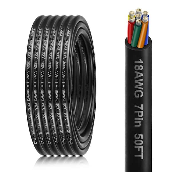 50 ft. 18-Gauge 7 Conductor Black PVC Stranded Thermostat Wire Low Voltage Landscape Wire