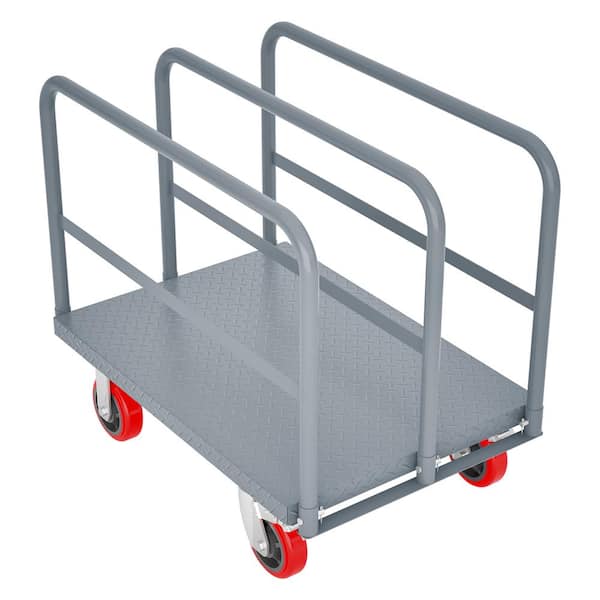 Heavy Duty Drywall Cart with 2000 lb. Load Capacity, 3 Side Handrails and Brake