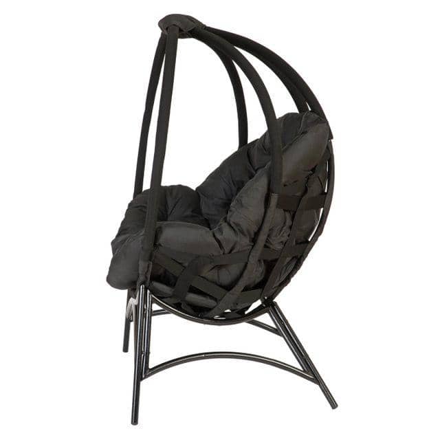 Overland Cozy Ball Hanging Chair with Plush Cushions - Black