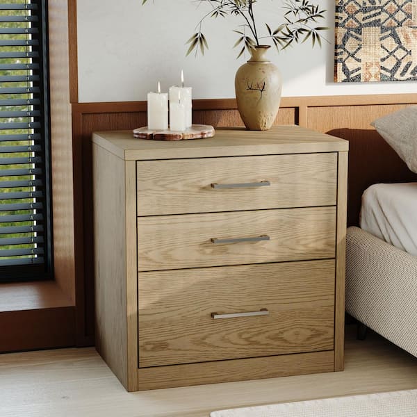 Light Oak Finish 24.8 in. Accent Cabinet Office Storage Cabinet with 3-Normal Drawers and 2-Hidden Drawers