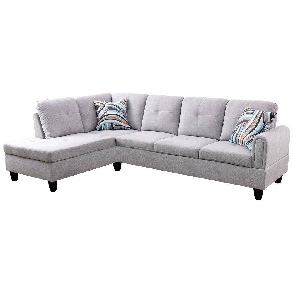 Star Home Living 25 in. W Rolled Arm 2-Piece Fabric Straight Sofa in Gray, Light Grey -  SE-9711B