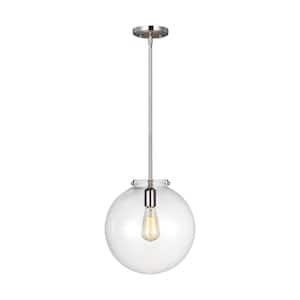 Kate 1-Light Brushed Nickel Sphere Pendant with Clear Glass Shade