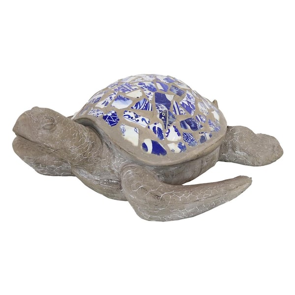 Sunnydaze 18.25 in. Sofia the Sophisticated Concrete Mosaic Sea Turtle Garden Statue