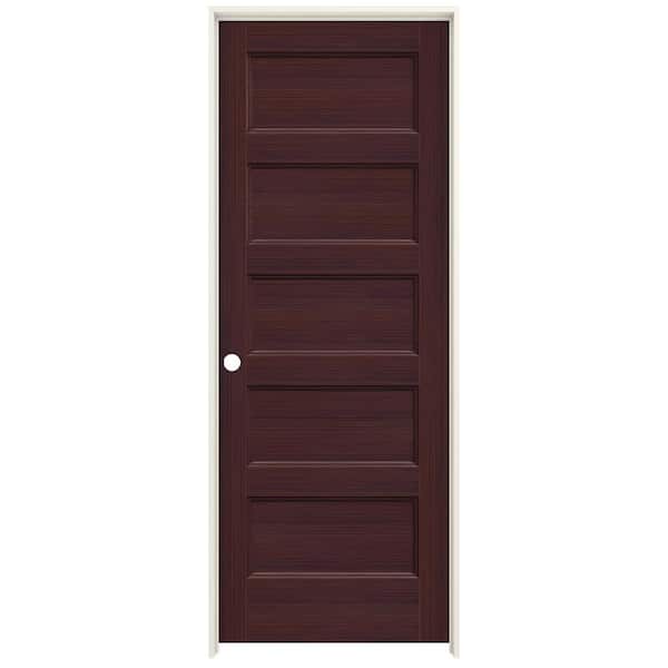 JELD-WEN 30 in. x 80 in. Conmore Black Cherry Stain Smooth Hollow Core Molded Composite Single Prehung Interior Door