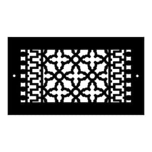Scroll Series 6 in. x 12 in. Cast Iron Grille Black with Mounting Holes